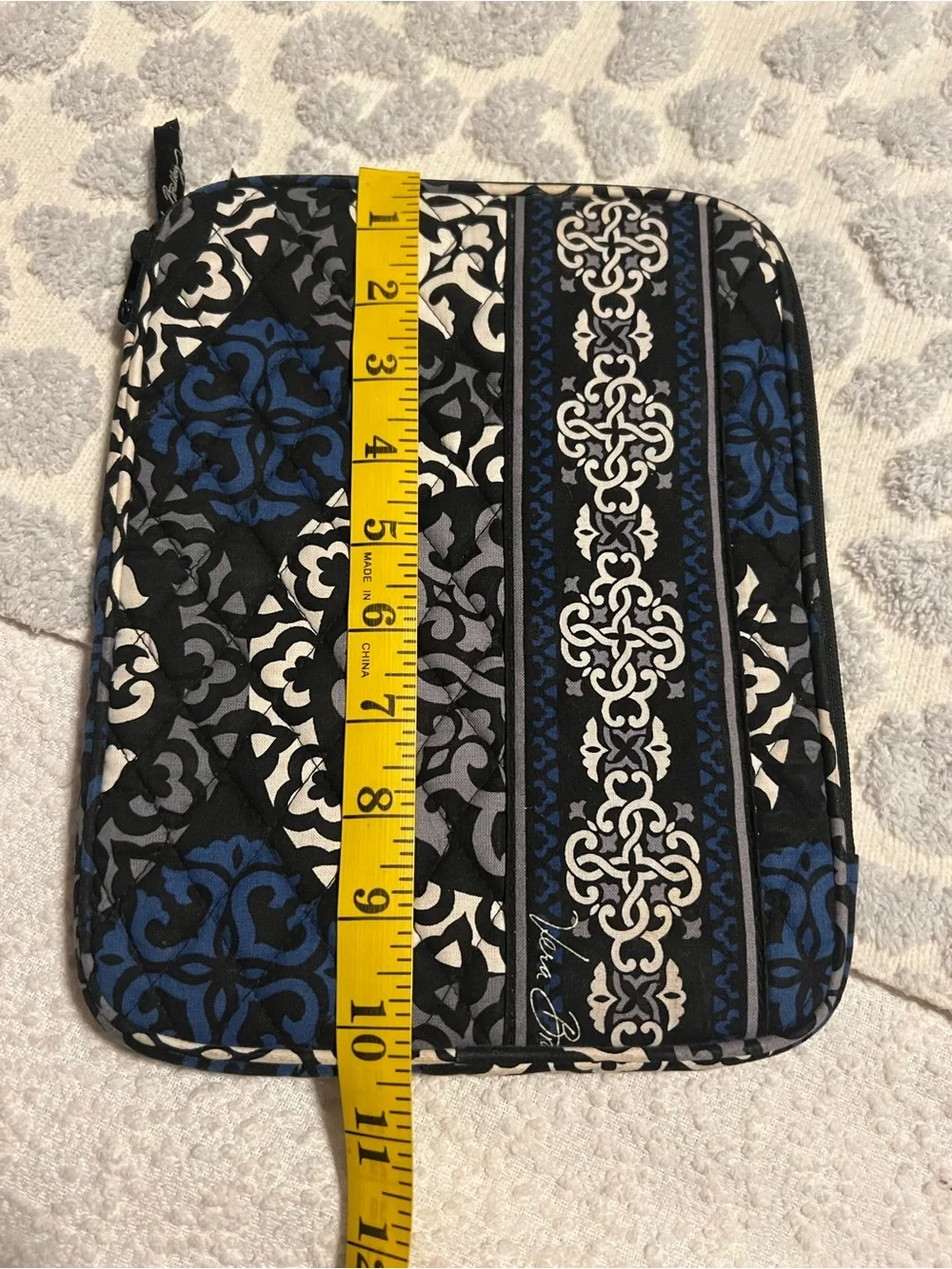 Vera Bradley Quilted Sleeve in Black, Blue & white